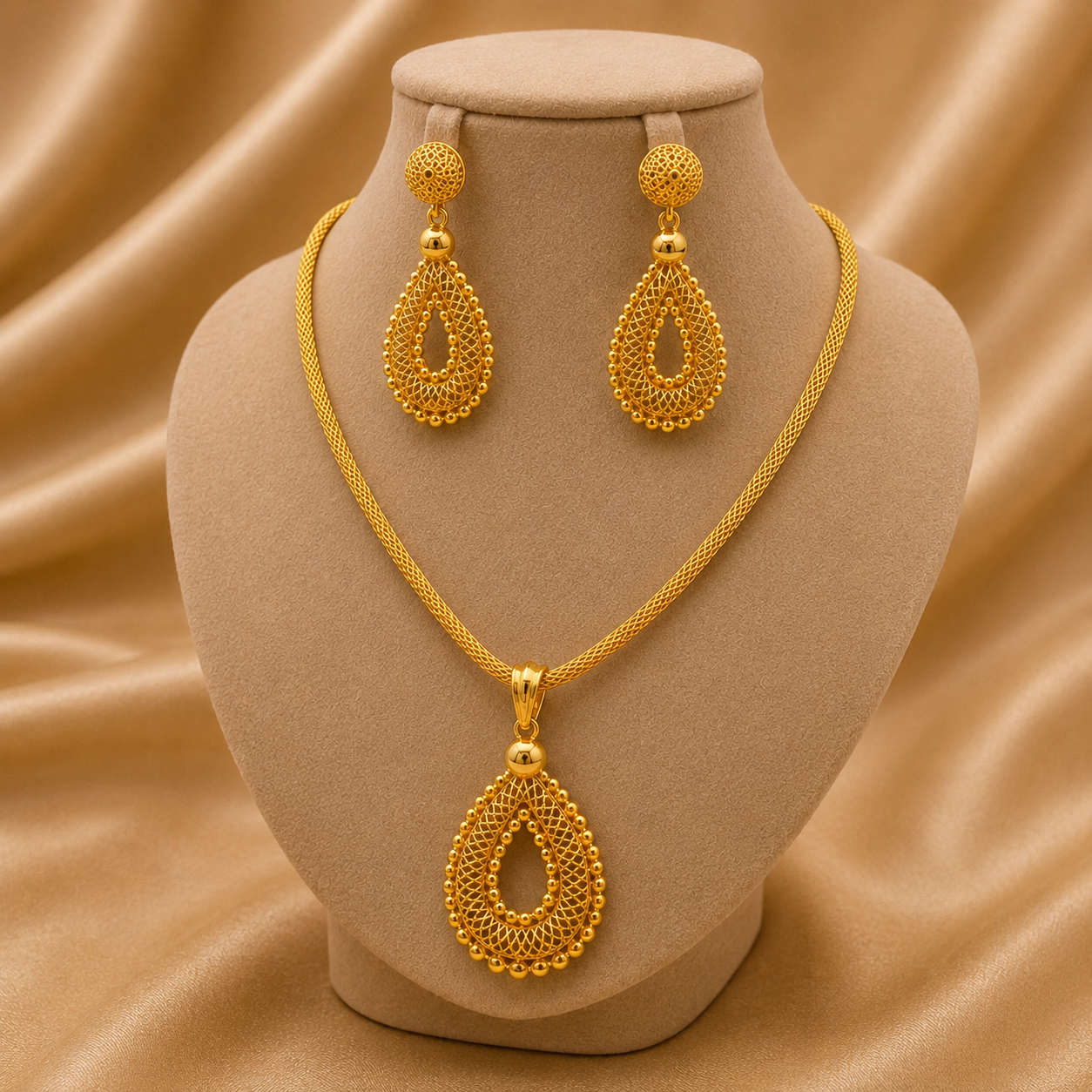 Gold Droplet Wedding Jewelry Set