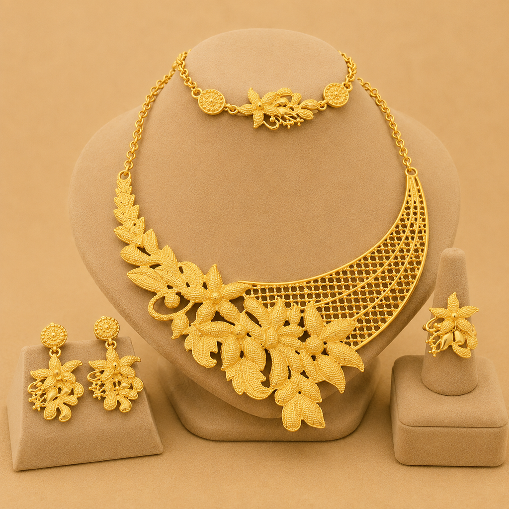Elegant Gold Necklace & Earrings Set