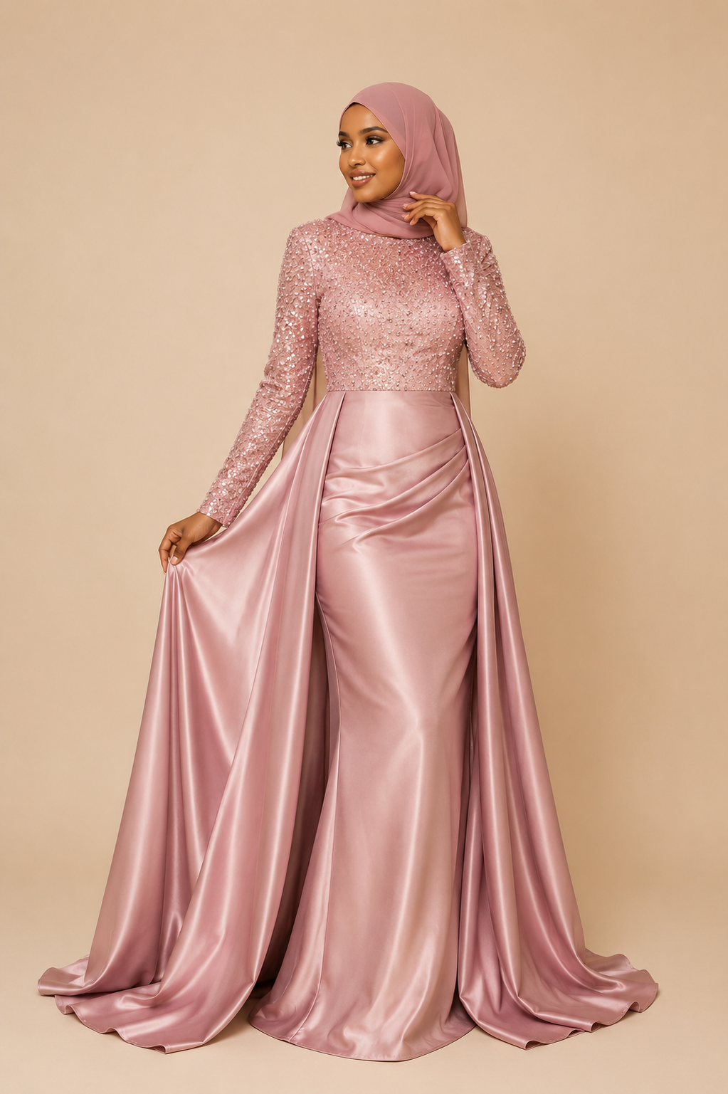 Elegant Long Sleeve Evening Dress
