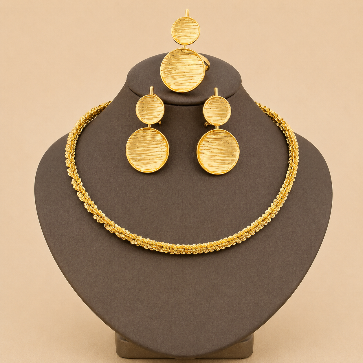 Gold Chain, Earrings & Ring Set