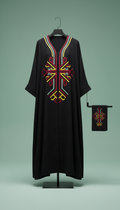 Crepe abaya with graphic motif embroidery