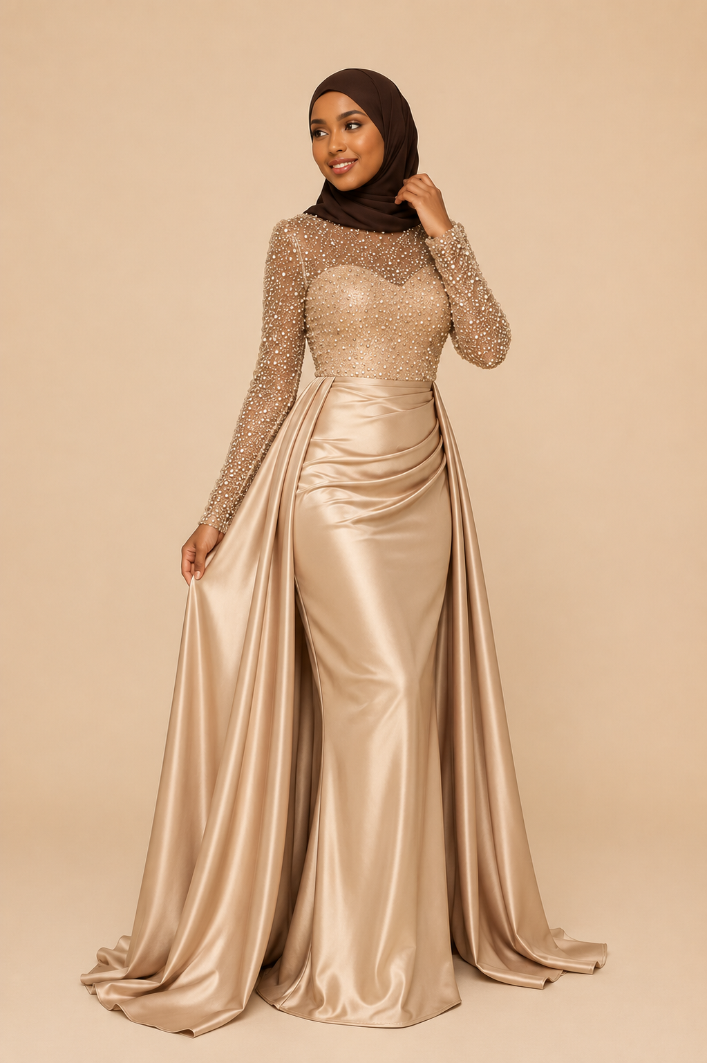 Elegant Long Sleeve Evening Dress