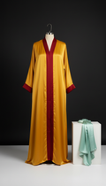 Satin panel abaya with contrast trim