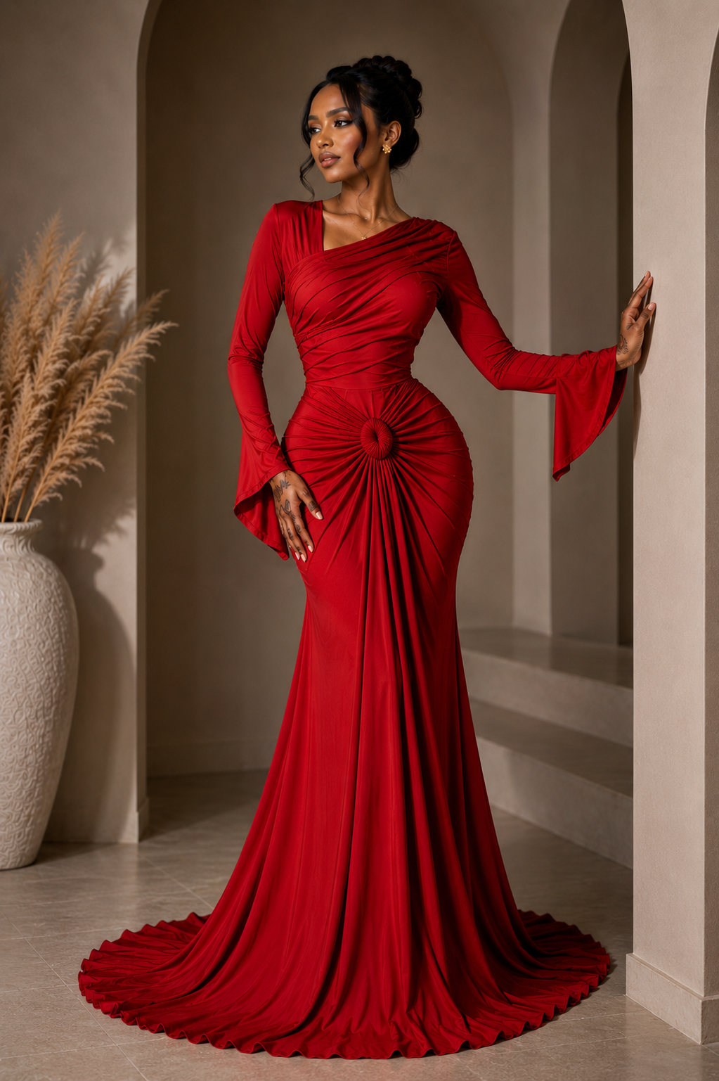 Women's Luxury Bodycon Dress & Scarf Set