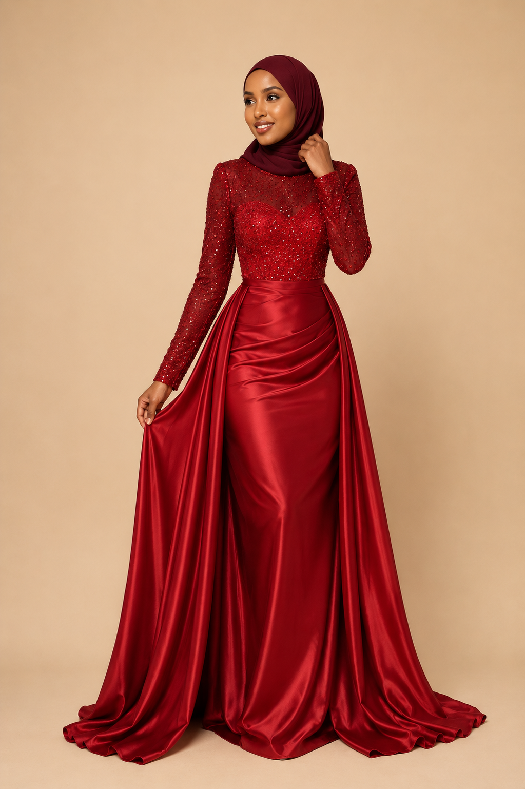 Elegant Long Sleeve Evening Dress