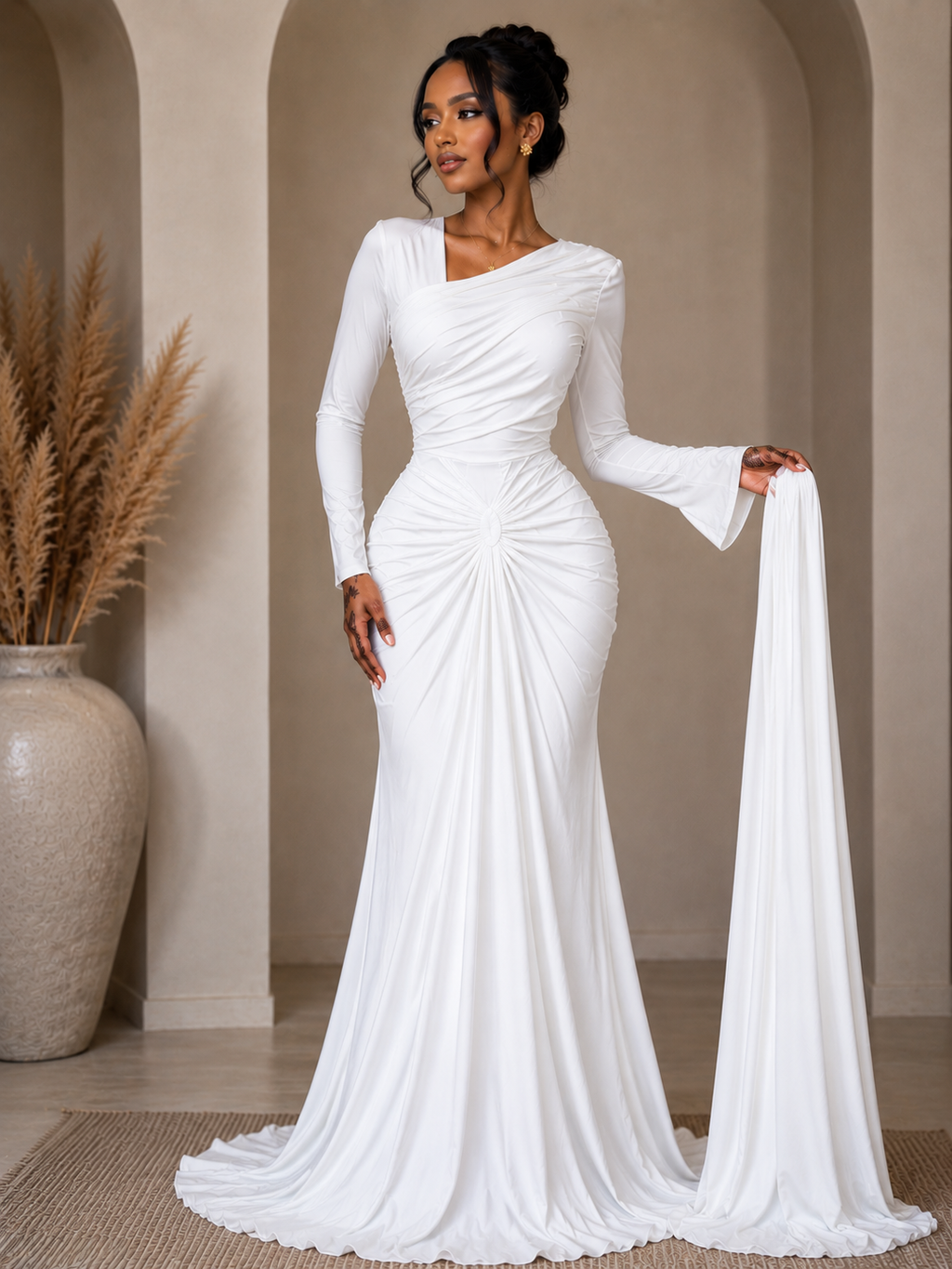 Women's Luxury Bodycon Dress & Scarf Set