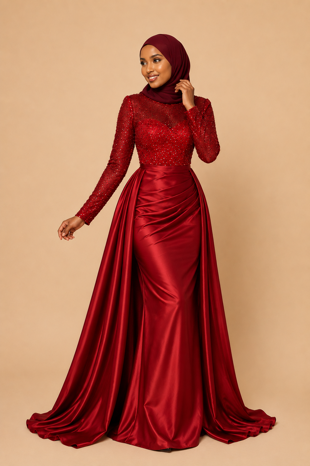 Elegant Long Sleeve Evening Dress