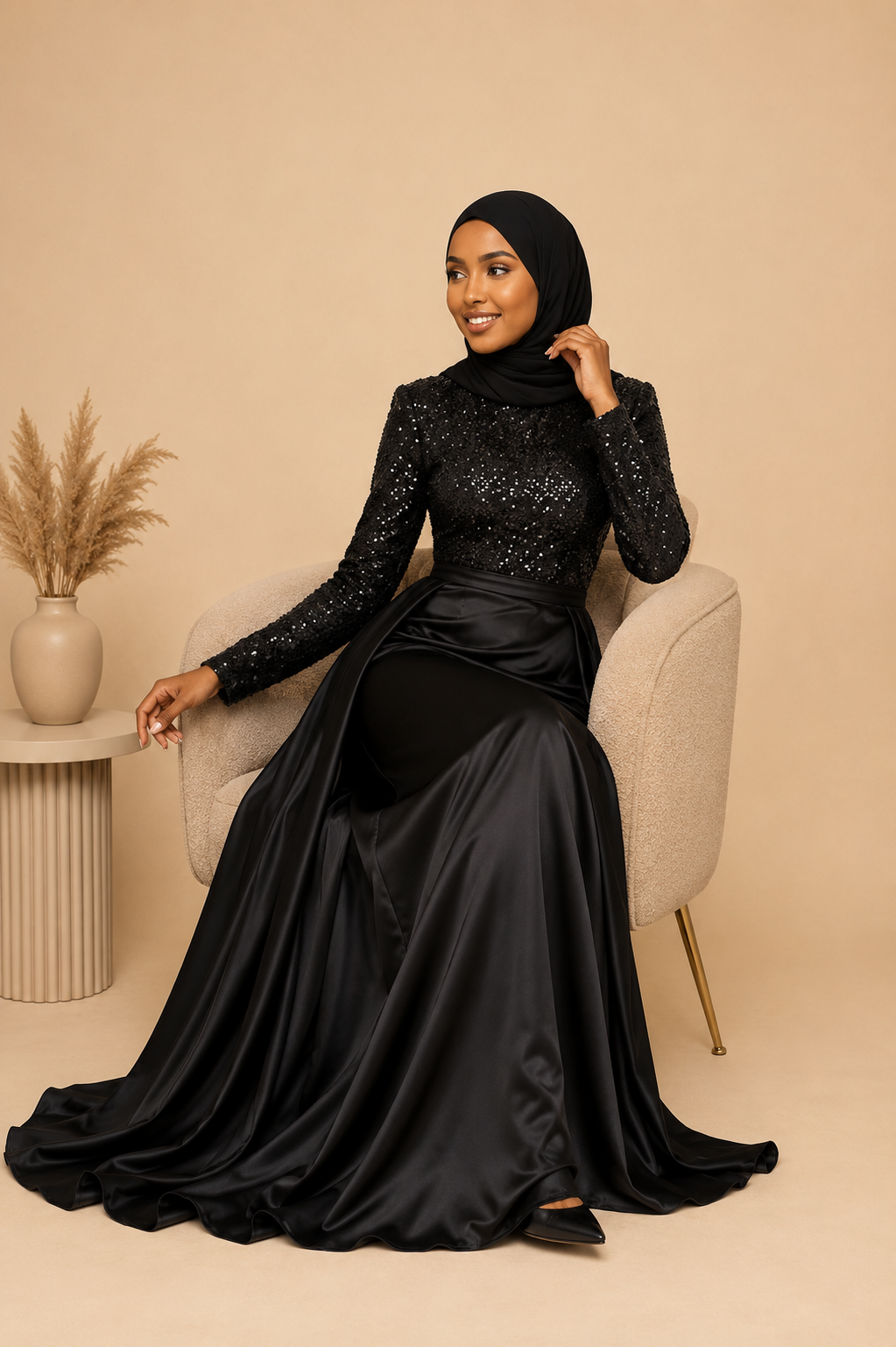 Elegant Long Sleeve Evening Dress