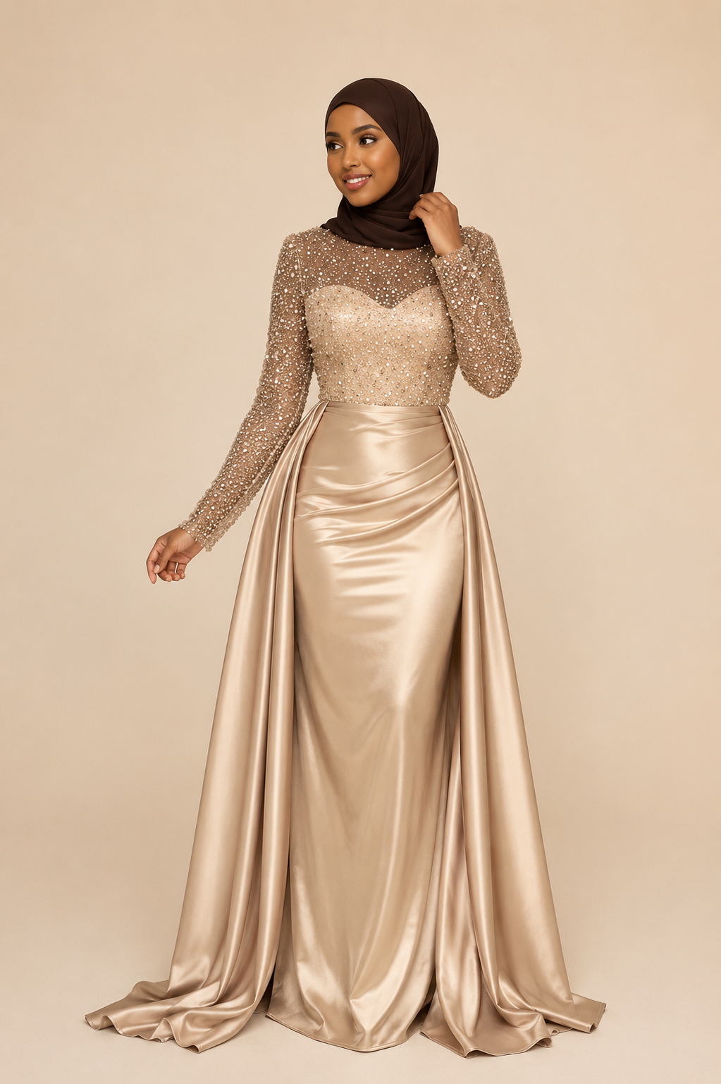 Elegant Long Sleeve Evening Dress