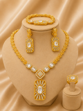 Luxury Gold Necklace, Bracelet, Earrings & Ring Set