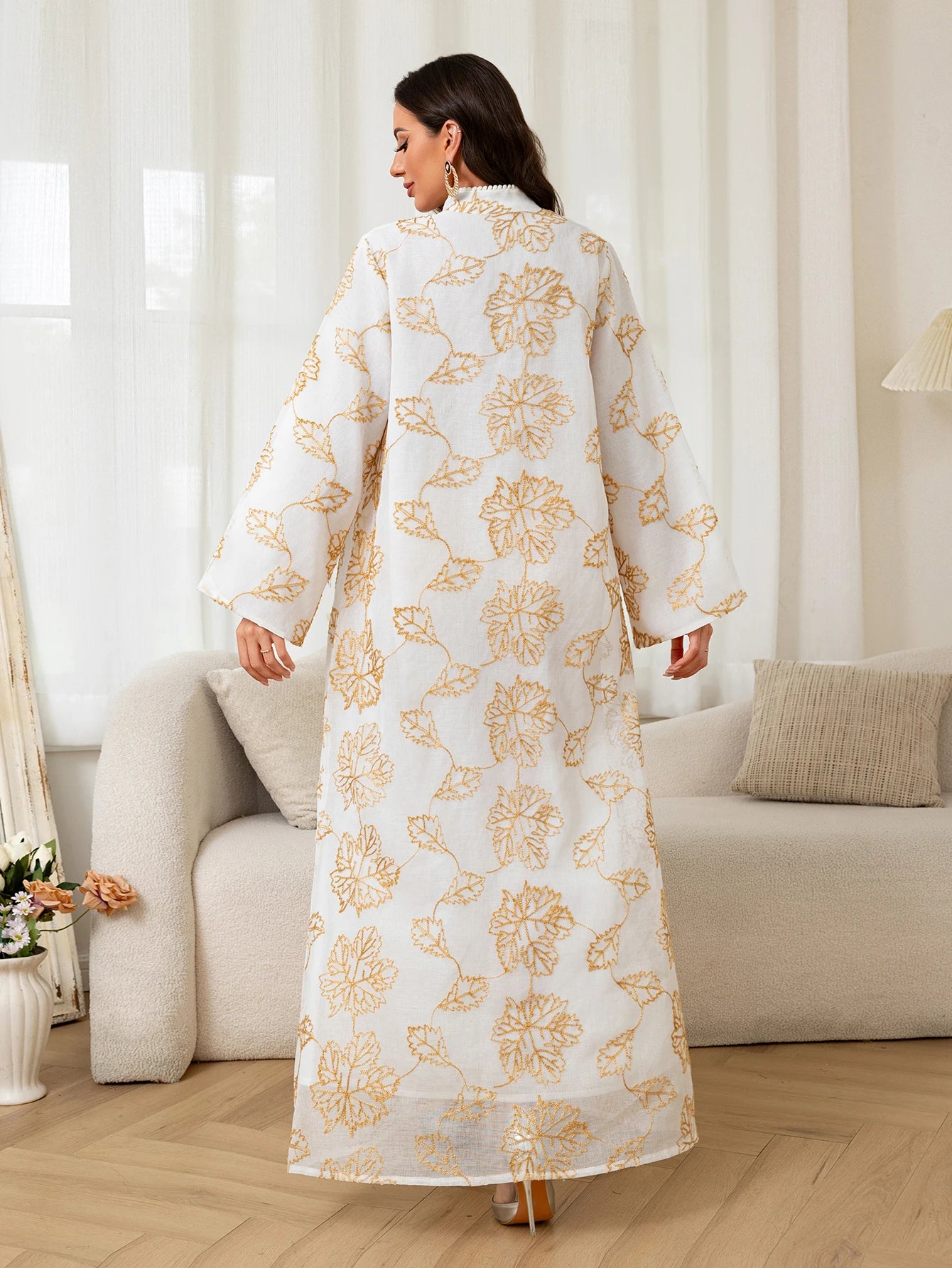 Golden Leaf Elegant Abaya
