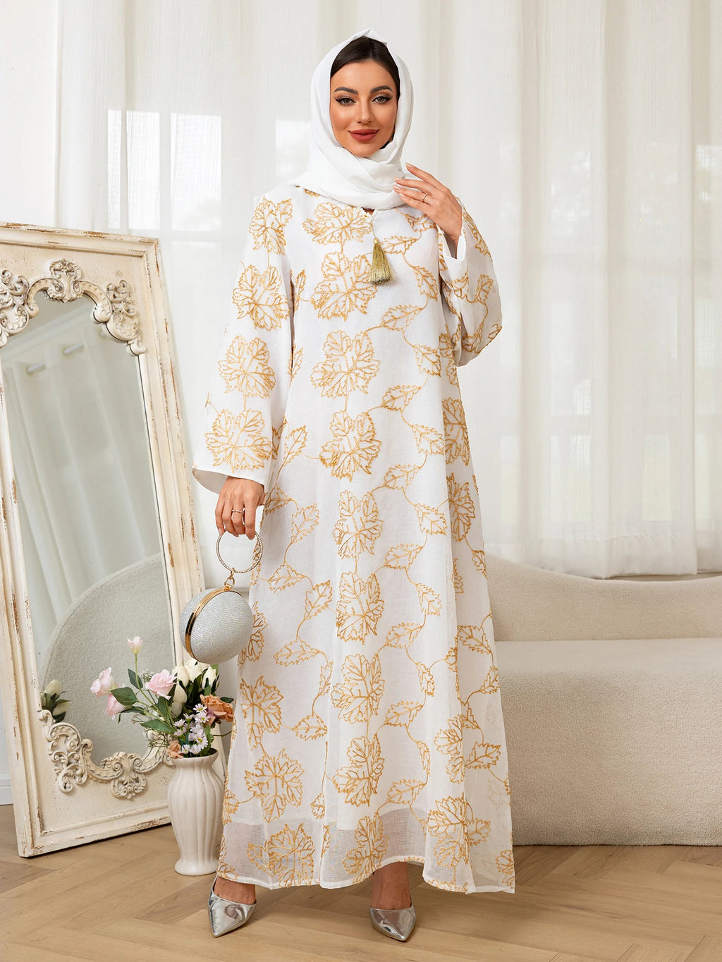 Golden Leaf Elegant Abaya