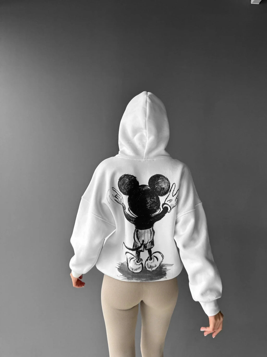Mickey Mouse Print Hoodie Women Men