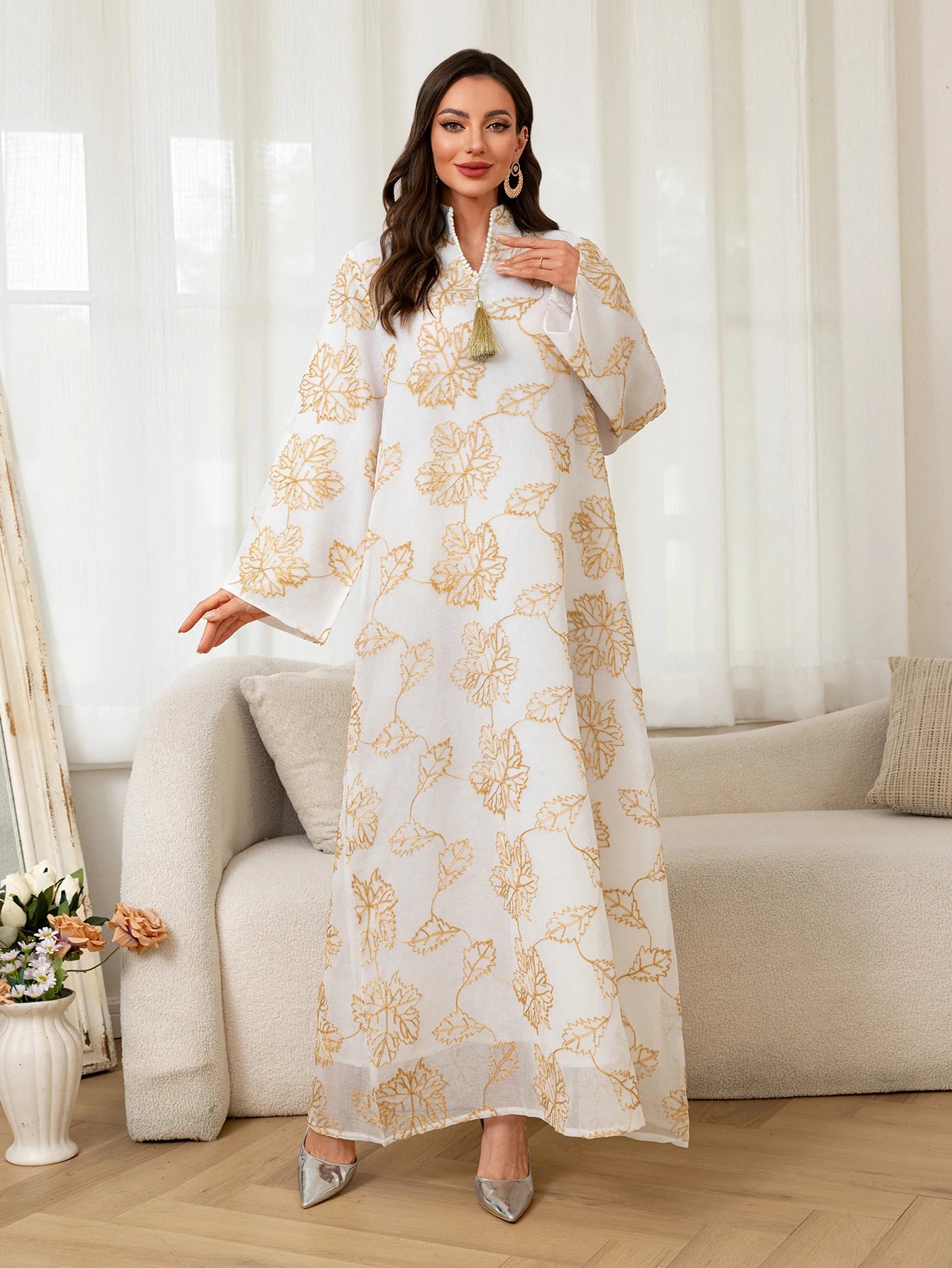 Golden Leaf Elegant Abaya