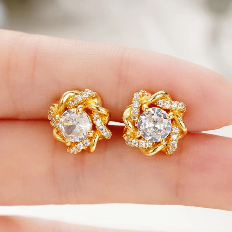 Classic Gold CZ Earrings