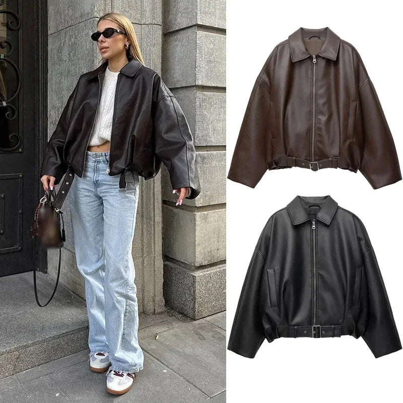 PU Leather Bomber Jackets