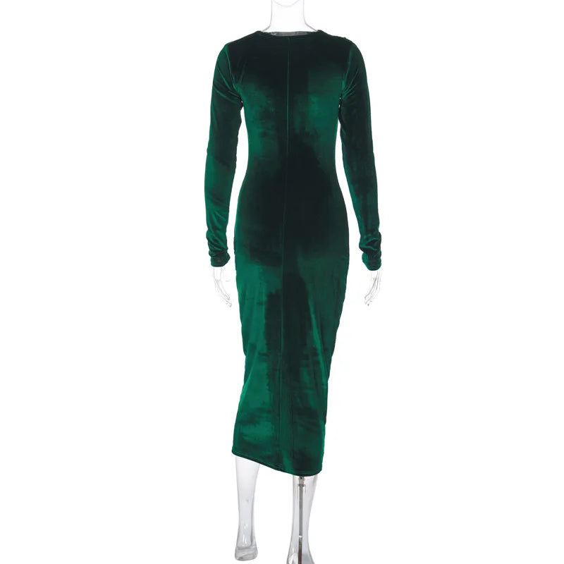 Green Ruched Midi