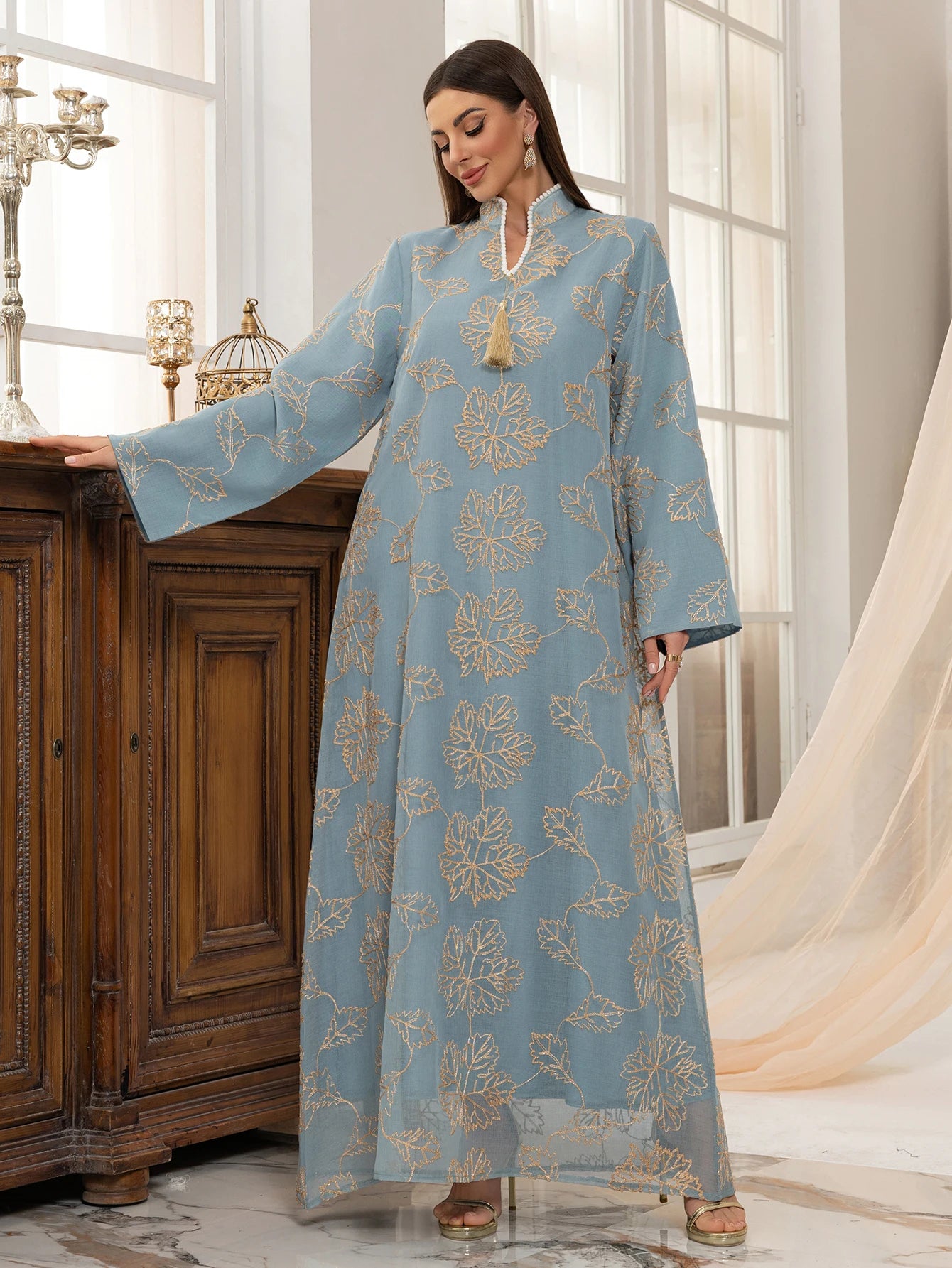 Golden Leaf Elegant Abaya