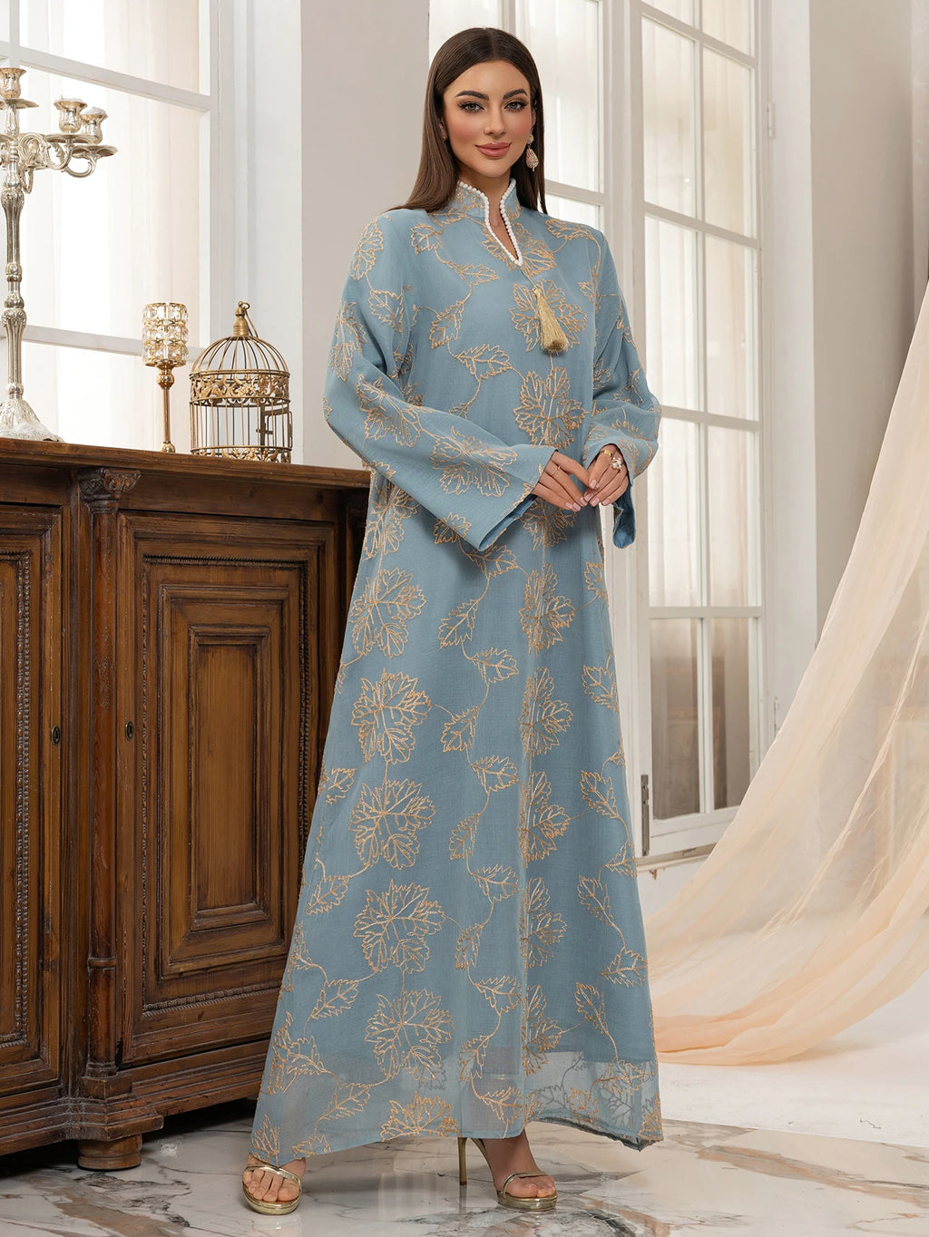 Golden Leaf Elegant Abaya