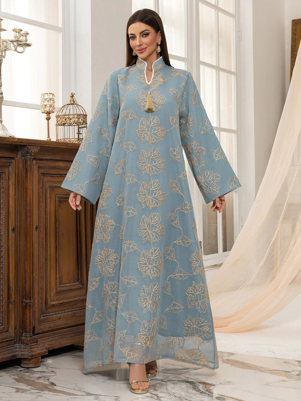 Golden Leaf Elegant Abaya