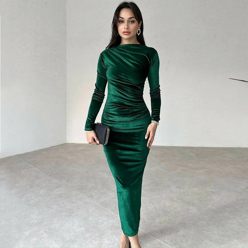 Green Ruched Midi
