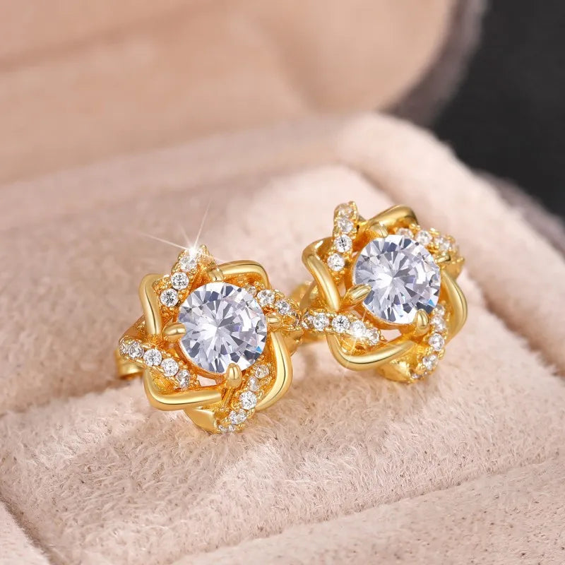 Classic Gold CZ Earrings