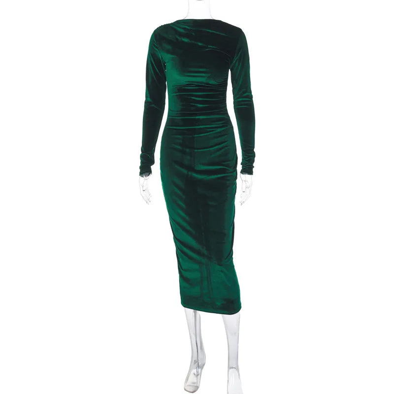 Green Ruched Midi