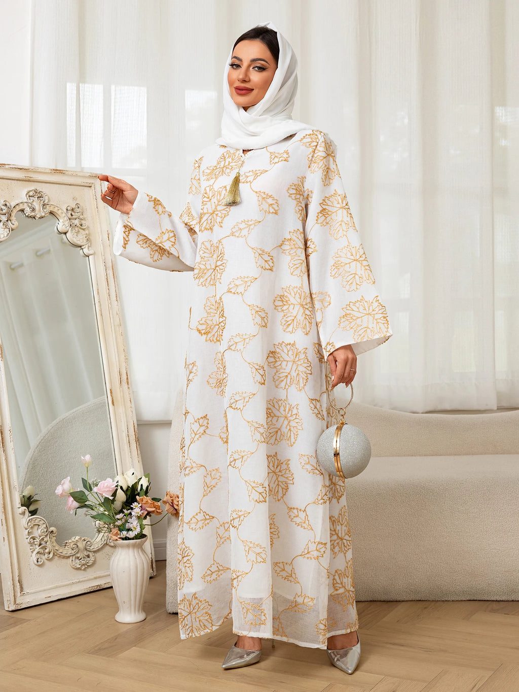 Golden Leaf Elegant Abaya